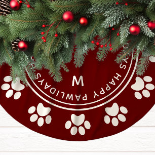 Pootafdrukkrans Monogramhuisdier Burgundy Kerstmis Kerstboom Rok