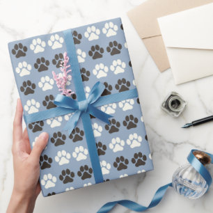 Pootafdrukpatroon Zilverblauw Cadeaupapier