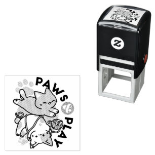 Pooten en Spelen – Schattige Kat Illustratie Zelfinktende Stempel