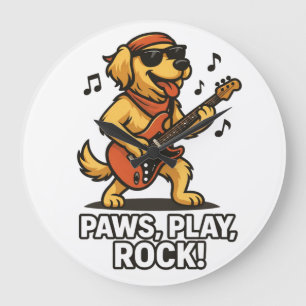 Pooten spelen rock- Grappig rock hondenliefhebbers Grote Klok