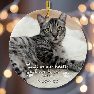 Pootjes in onze harten Foto Huisdier Memorial, Cus Keramisch Ornament