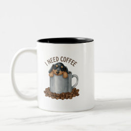 Pootjes van mijn koffie-Sleepy pup Edition Tweekleurige Koffiemok