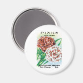  pootpastekunst, Pinks carnenbloemen Magneet (Voorkant / Achterkant)