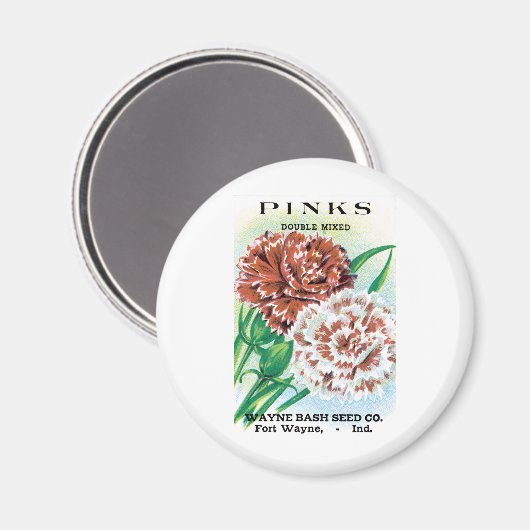  pootpastekunst, Pinks carnenbloemen Magneet (Voorkant / Achterkant)