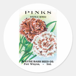 pootpastekunst, Pinks carnenbloemen Ronde Sticker