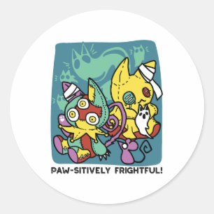 Pootpositief Vreselijk   Monstieuze Katten Hallowe Ronde Sticker