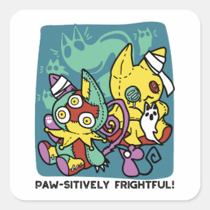 Pootpositief Vreselijk   Monstieuze Katten Hallowe Vierkante Sticker