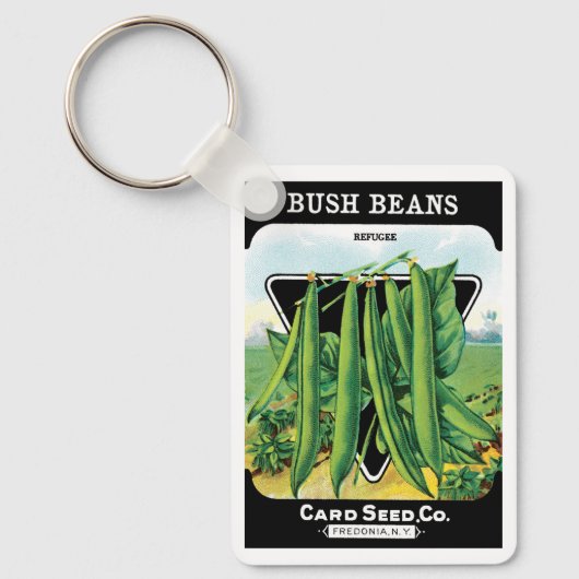 pootverpakkingslabeling kunst, Struik boon Veggie Sleutelhanger (Voorkant)