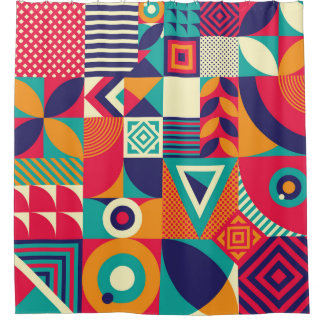 Pop abstracte geometrische vormen, naadloos patroo douchegordijn