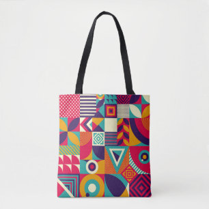 Pop abstracte geometrische vormen, naadloos patroo draagtas