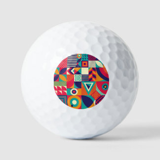 Pop abstracte geometrische vormen, naadloos patroo golfballen