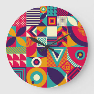 Pop abstracte geometrische vormen, naadloos patroo grote klok