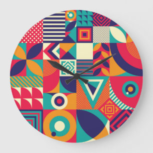 Pop abstracte geometrische vormen, naadloos patroo grote klok