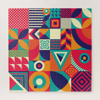 Pop abstracte geometrische vormen, naadloos patroo legpuzzel