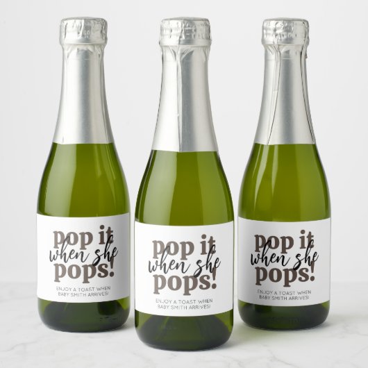 Pop als ze Baby shower Pop Sparkling Wijnetiket (Flessen)