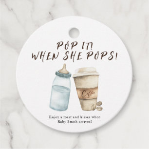 Pop als ze pop heeft! Baby brouwt baby shower Bedankjes Labels