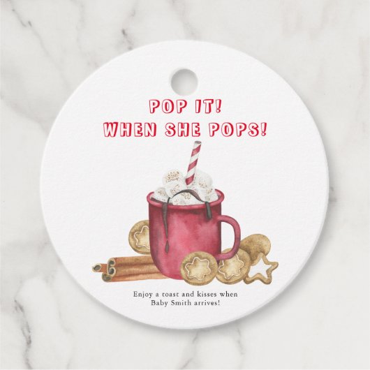 Pop als ze pop heeft! Kerstkoekjes en cacao Bedankjes Labels (Voorkant)