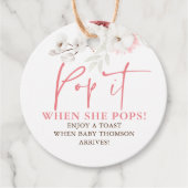 Pop als ze Pop roze Boho Baby shower Bedankjes Labels (Voorkant)