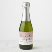 Pop als ze Pop roze glitter Baby shower Cham Sparkling Wijnetiket (Voorkant)