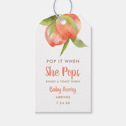 Pop als ze Pop van klein Baby shower Cadeaulabel (Voorkant)