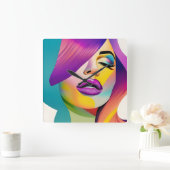 Pop art. 1 vierkante klok (Huis)