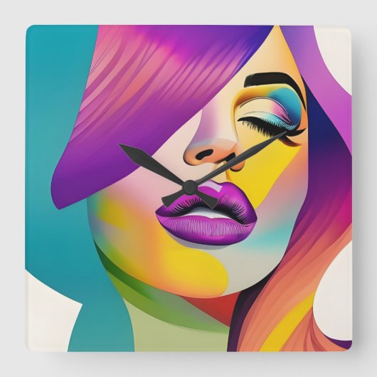 Pop art. 1 vierkante klok (Voorkant)