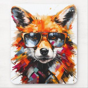 Pop Art Abstract Dieren Vos Zonnebril Portret  Muismat