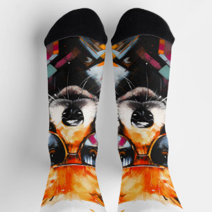 Pop Art Abstract Dieren Vos Zonnebril Portret Sokken