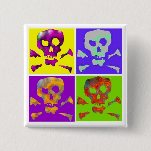 Pop Art Abstracte Skulls Button (Voorkant)
