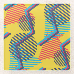 Pop art achtergrond, abstracte geometrische textuu glazen onderzetter
