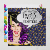 Pop Art Afstuderen 2 FEEST Uitnodiging (Voorkant / Achterkant)