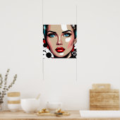 Pop Art AI stripboek Vrouw Gezicht Poster (Keuken)