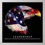 Pop Art American Flag Eagle Leadership Poster<br><div class="desc">Freedom & Courage Motivational Eagles Images - Fearsome Patriotic Eagle - Pop Art Syle American Eagle Landing Image - Sephia Brown Tones Watercolor Effet American Bald Eagle - Fearless American Bald Eagle : Flying American Eagle Pictures - L'aigle chauve est l'oiseau national et le symbole des États-Unis.</div>