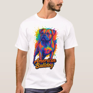 Pop Art Amerikaanse Bulldog - Levendige Neon Dog T-shirt