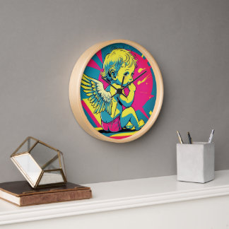 Pop Art Angel Wall Clock　ポップアート風エンジェル壁掛け時計