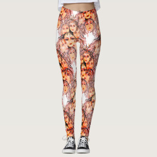 Pop Art Anime Pattern met Feminine Elements Leggings