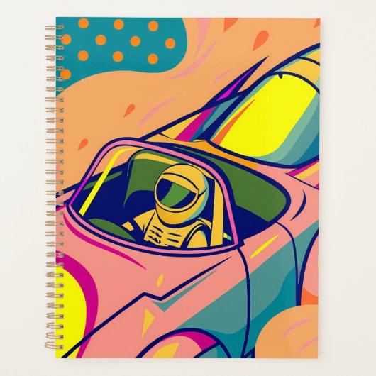 Pop Art Astronaut Driving Rocket Car (Devant)