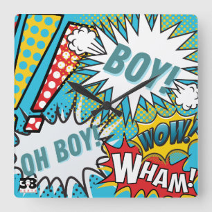 Pop Art Baby Boy Vierkante Klok