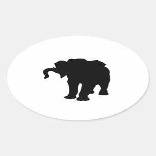 Pop Art Baby Elephant Silhouette Ovale Sticker