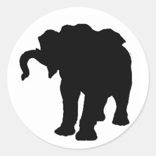 Pop Art Baby Elephant Silhouette Ronde Sticker