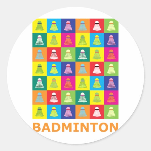 Pop Art Badminton Ronde Sticker (Voorkant)