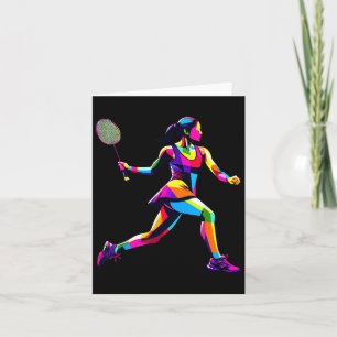 Pop Art Badminton Speler Shuttle Vrouwen Badminton Kaart