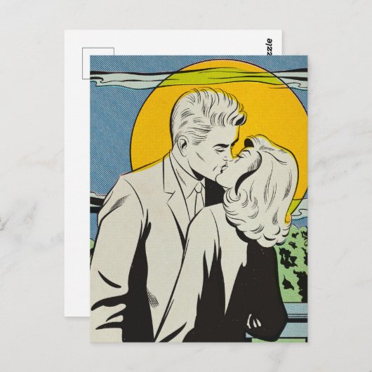 Pop art | Baiser en clair de lune | Carte postale (Devant / Derrière)