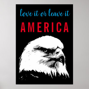 Pop Art Bald Eagle Love Verlaat Amerika Slogan Say Poster