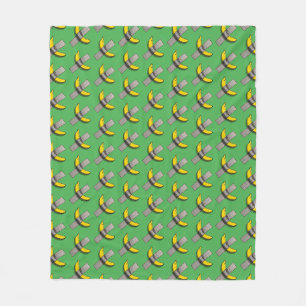 Pop Art Banaan en Duct Tape Grafisch met Halftone Fleece Deken