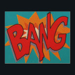 Pop art  | BANQUE | Bois | 10 po x 8 po<br><div class="desc">BANG !

typographie de bande dessinée de style vintage.

Créé par numériquement imitant le processus 4 couleurs utilisé pour imprimer des bandes dessinées au début.</div>
