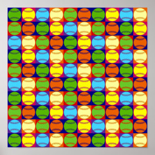 Pop Art Baseball Patroon Poster