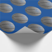 Pop Art Basketbal blauw grijs Cadeaupapier (Hoek)