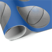 Pop Art Basketbal blauw grijs Cadeaupapier (Rol Hoek)