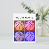 Pop Art Basketbal Jouw naam Briefkaart (Staand voorkant)
